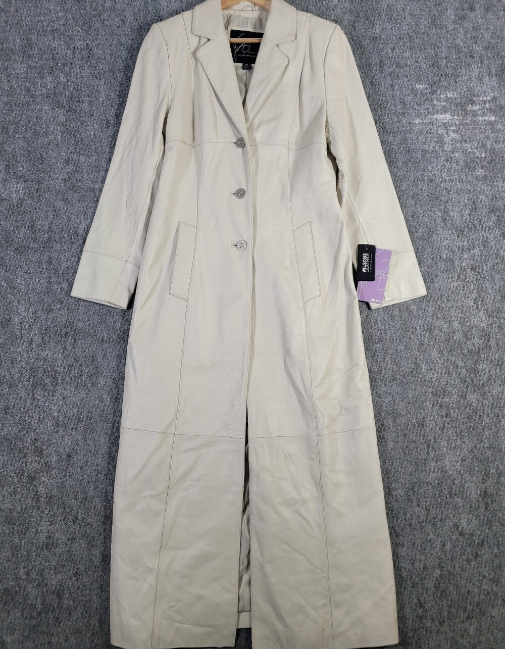 Wilsons Leather Long Cream Trench Coat
